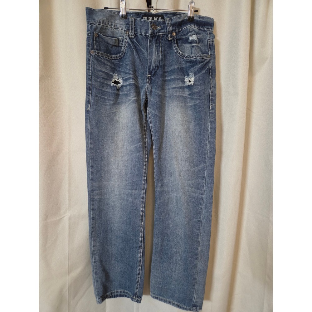 CJ Black Mens Low Rise Slim Straight Distressed Medium Wash Jeans 30x30